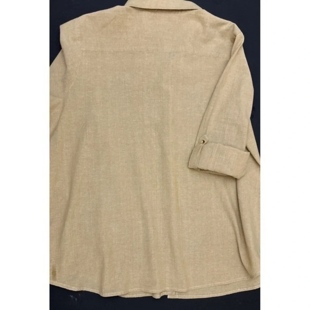 Country Store Women's Tan Button Up‎ Shirt Embroidered Pumpkins Fall Size 2X